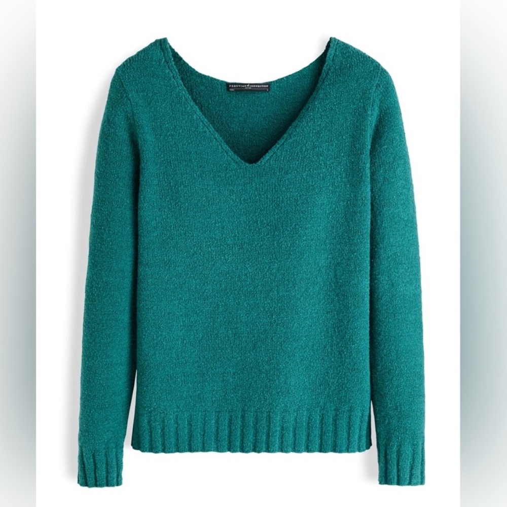 Peruvian Connection Baird Pullover Turquoise Size Small Pima Cotton Sweater